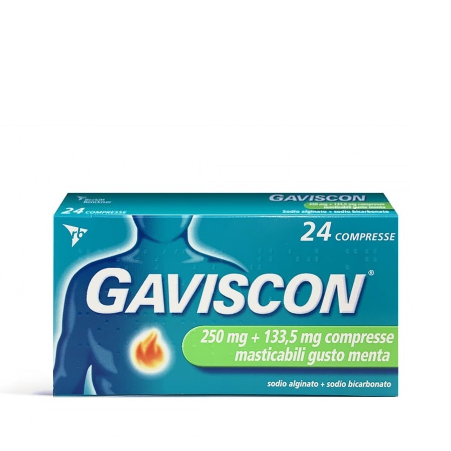 Gaviscon 250MG+133,5MG 24 Compresse Masticabili Gusto Menta