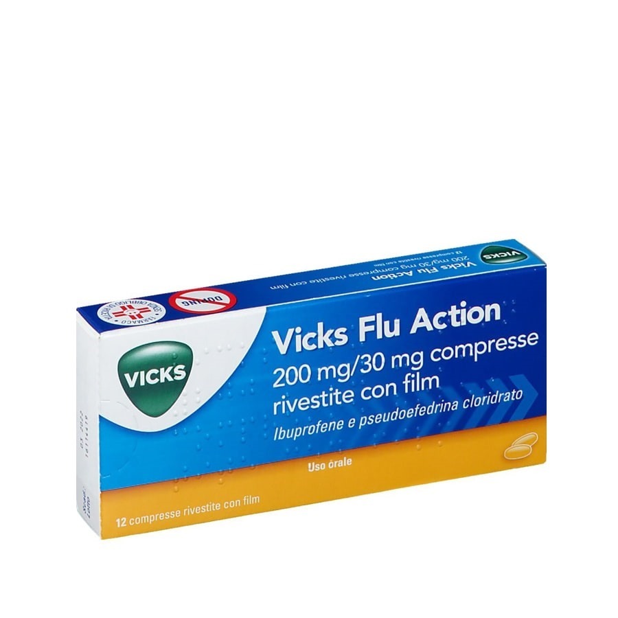 Vicks Flu Action 200mg/30mg 12 Compresse Rivestite con Film