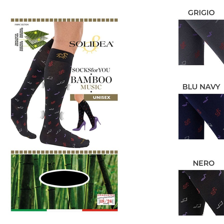 Solidea Socks For You Bamboo Music Nero Taglia M