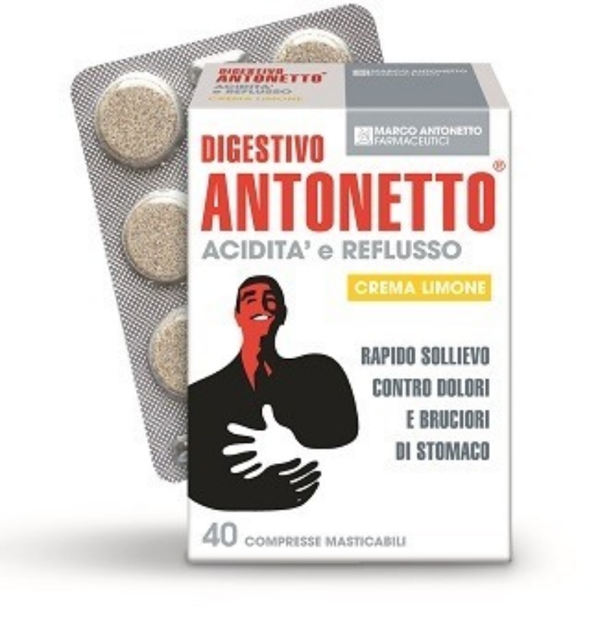 Chiesi Digestivo Antonetto Acidità e Reflusso Gusto Limone 40 Compresse