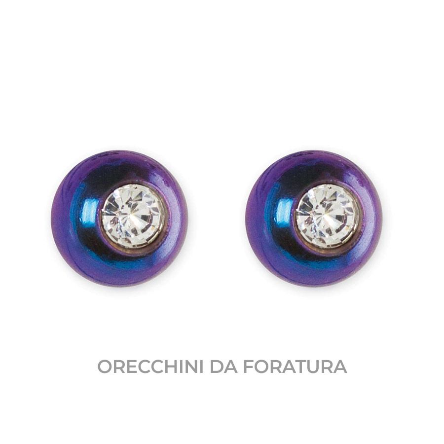 Inverness Orecchini 530c Pallina Anodizzato Blue/Crystal 4mm