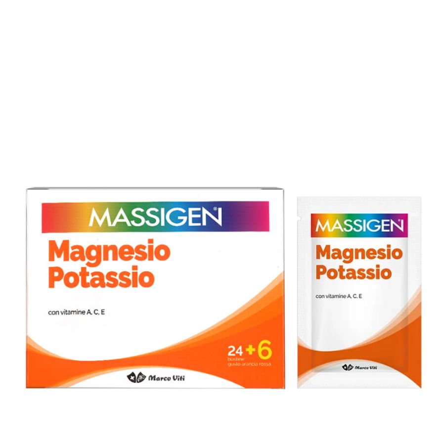Massigen Magnesio e Potassio 24 Bustine + 6 Bustine in OMAGGIO