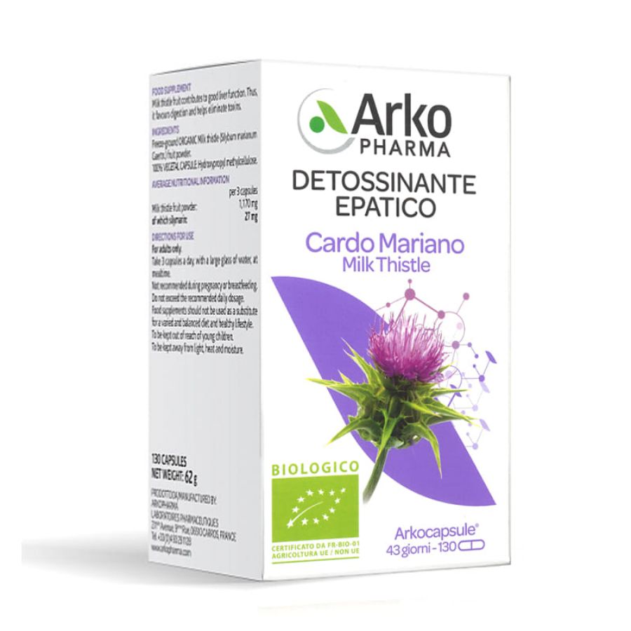 Arkopharma Detossinante Epatico Cardo Mariano 130 capsule