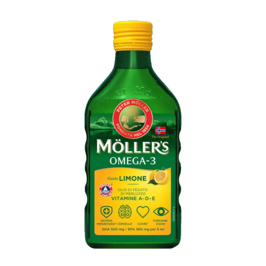 Moller's Olio di Fegato di Merluzzo con Omega 3 Gusto Limone 250 ml