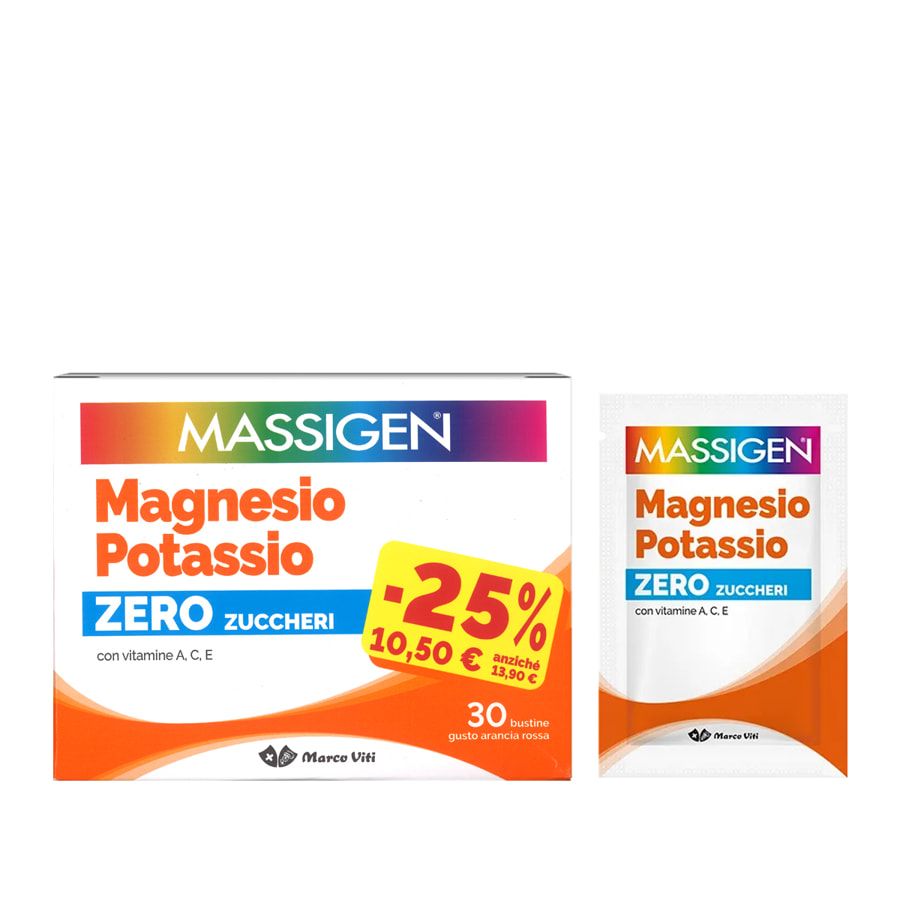 Massigen Magnesio e Potassio Zero Zuccheri 30 bustine