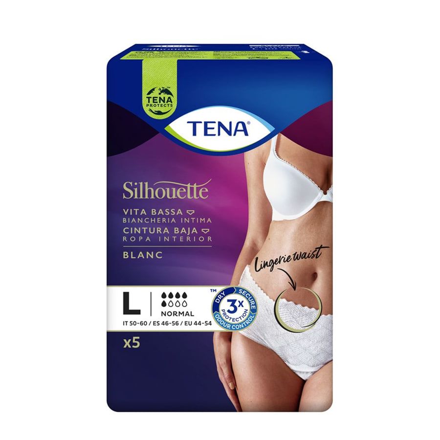 Tena Silhouette Normal vita bassa colore bianco taglia L 5 Pezzi