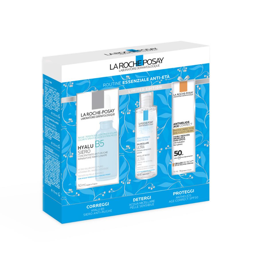 La Roche Posay Cofanetto Acqua micellare 50ml + Hyalu B5 Siero 50ml + Anthelios Age Correct 15ml